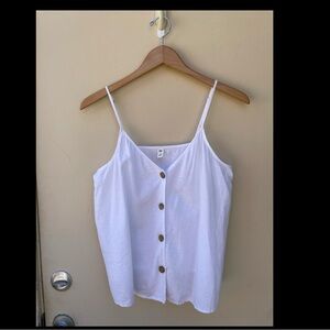 BP White Spaghetti StrapTank-Top V-Neck Button-Down Sz M